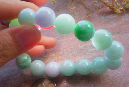 2 pcs Certified Hand Carved Natural Myanmar Burma A Jade Jadeite Circle Bead Beads Bracelet