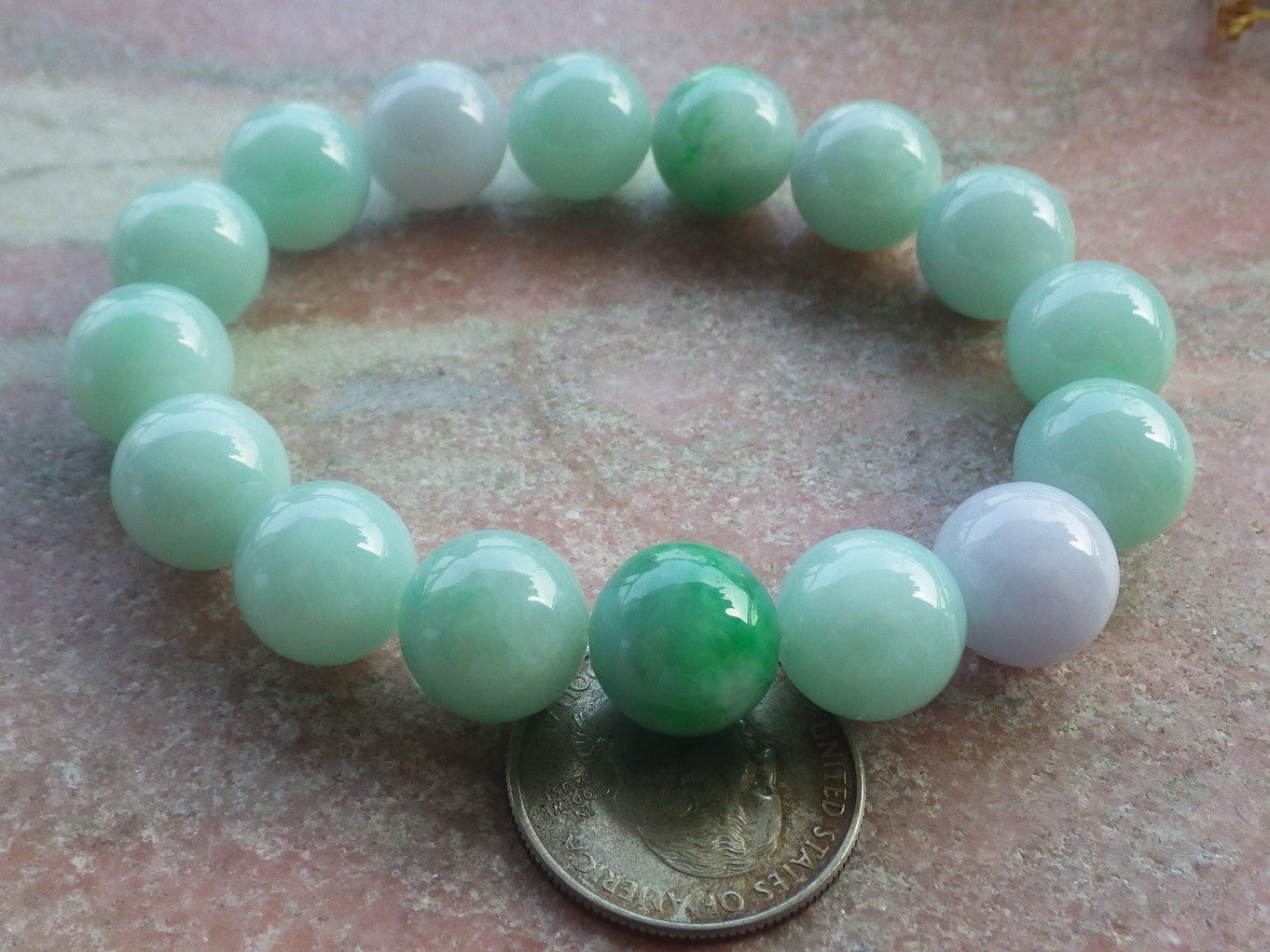 2 pcs Certified Hand Carved Natural Myanmar Burma A Jade Jadeite Circle Bead Beads Bracelet