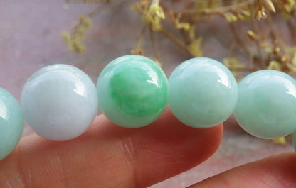 2 pcs Certified Hand Carved Natural Myanmar Burma A Jade Jadeite Circle Bead Beads Bracelet