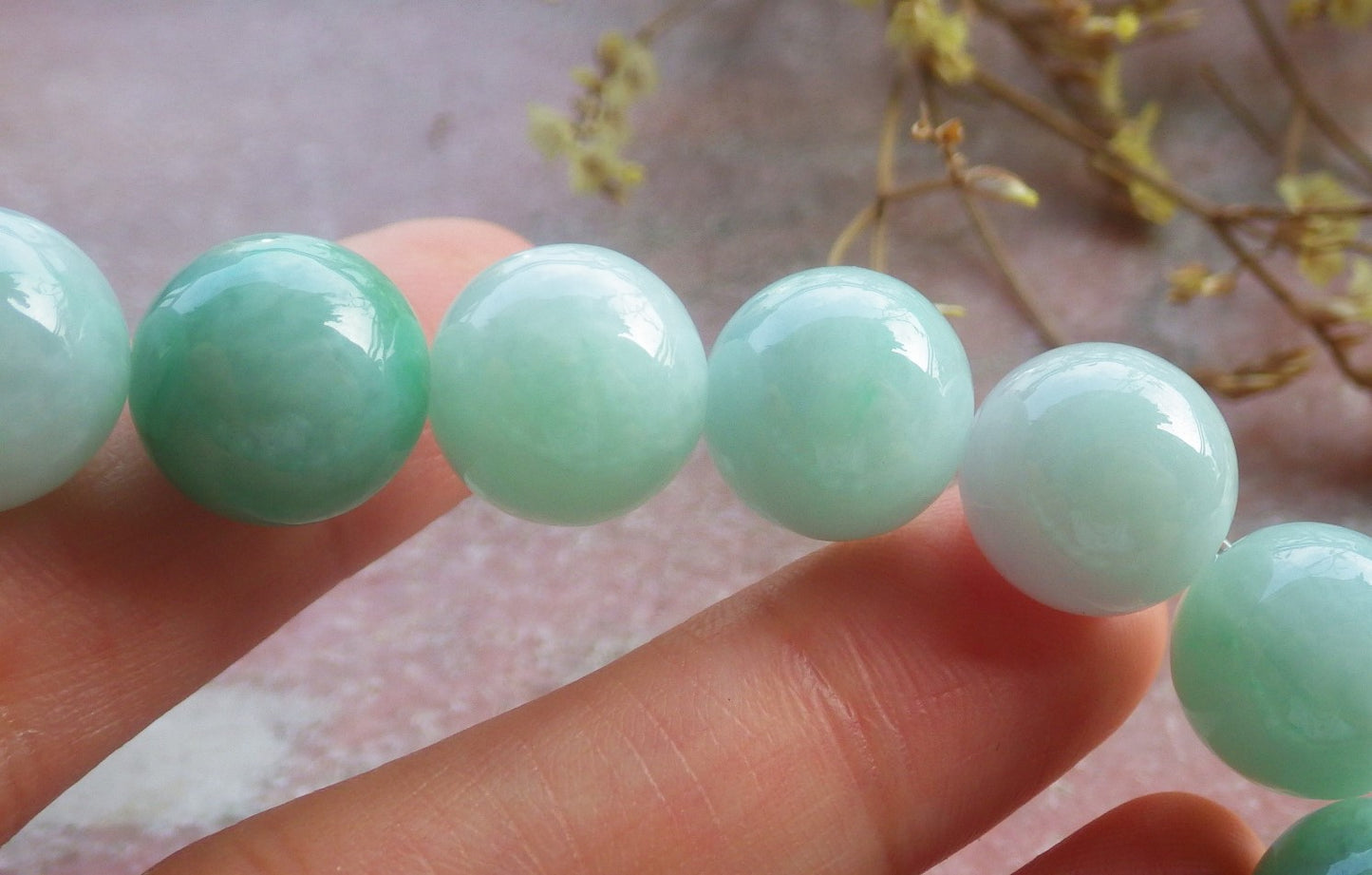 2 pcs Certified Hand Carved Natural Myanmar Burma A Jade Jadeite Circle Bead Beads Bracelet
