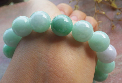 2 pcs Certified Hand Carved Natural Myanmar Burma A Jade Jadeite Circle Bead Beads Bracelet