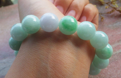 2 pcs Certified Hand Carved Natural Myanmar Burma A Jade Jadeite Circle Bead Beads Bracelet