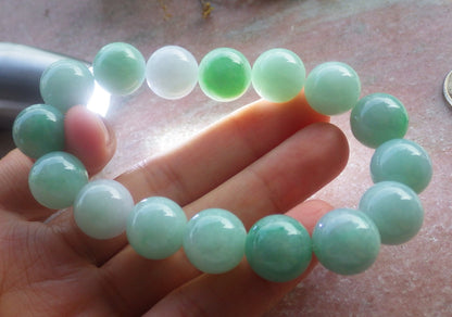 2 pcs Certified Hand Carved Natural Myanmar Burma A Jade Jadeite Circle Bead Beads Bracelet