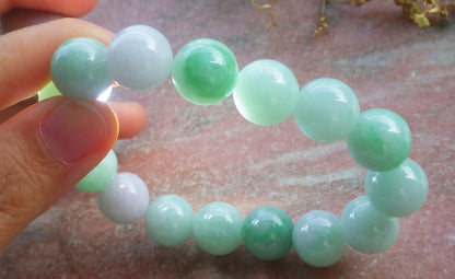 2 pcs Certified Hand Carved Natural Myanmar Burma A Jade Jadeite Circle Bead Beads Bracelet