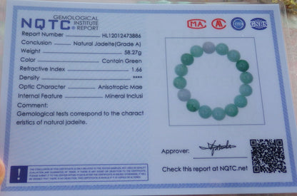 2 pcs Certified Hand Carved Natural Myanmar Burma A Jade Jadeite Circle Bead Beads Bracelet