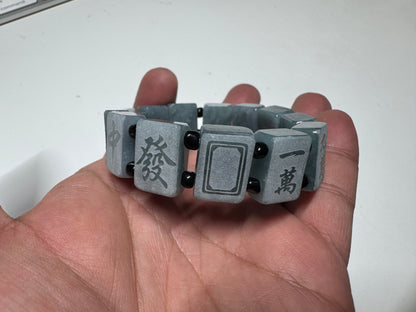 Certified Hand Carved Natural Myanmar Burma A Jade Jadeite Mahjong Bead Beads Bangle Bracelet