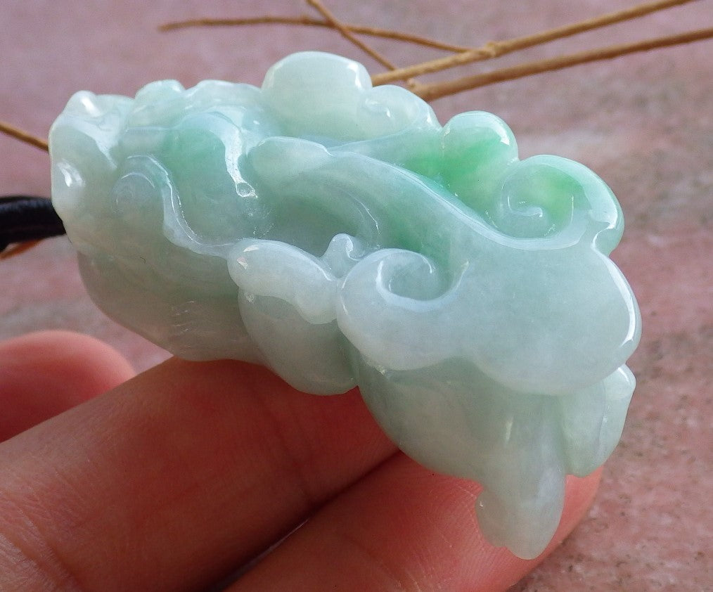 Certified Hand Carved Green Natural A Jade Jadeite Dragon Pi Xiu Coin Pendant Necklace