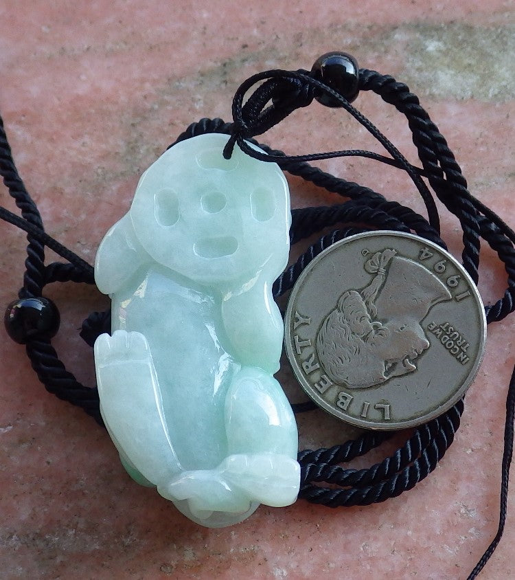 Certified Hand Carved Green Natural A Jade Jadeite Dragon Pi Xiu Coin Pendant Necklace