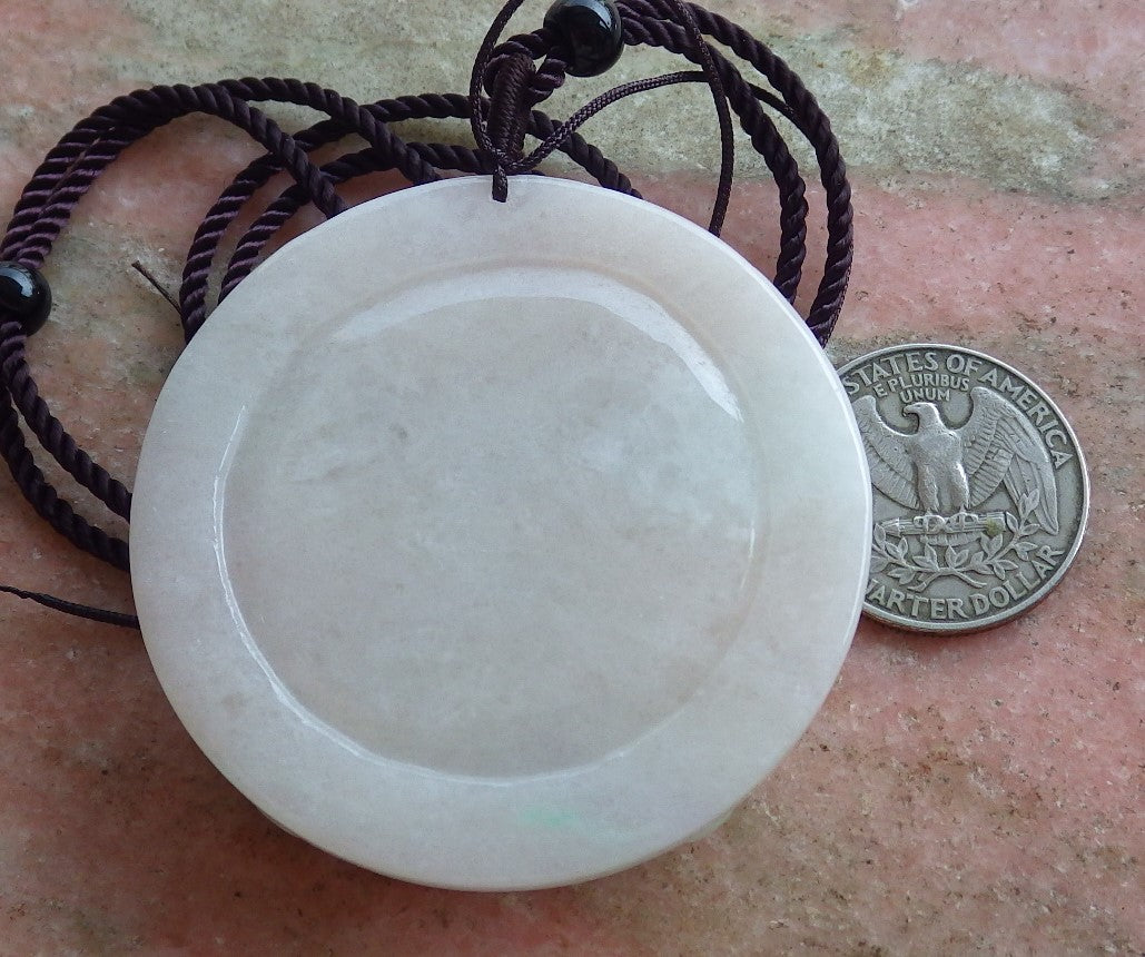 Certified Hand Carved Green Natural Myanmar Burma A Jade Jadeite Phoenix Lotus Flower Circle Pendant Necklace