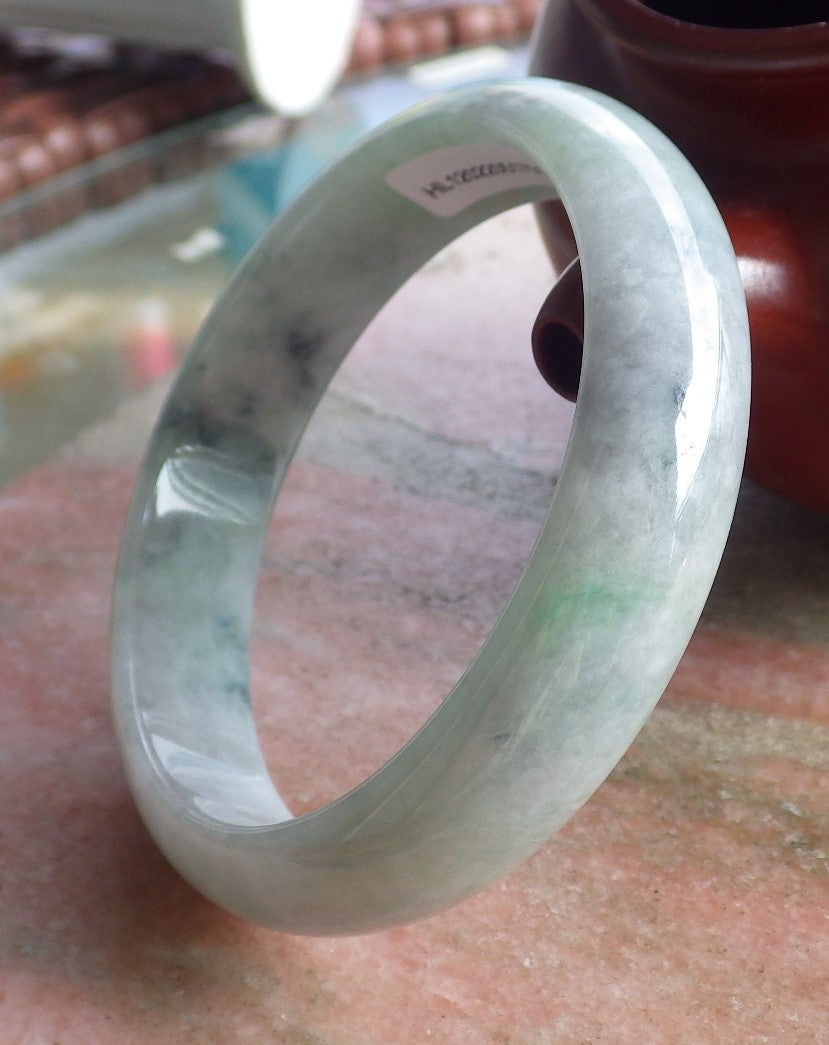 Certified Hand Carved Green Lavender Natural Myanmar Burma Grade A JADE Jadeite Circle Bangle Bracelet 58mm