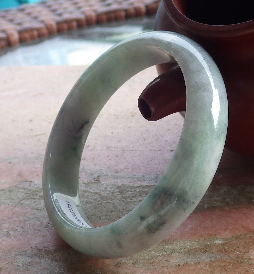 Certified Hand Carved Green Lavender Natural Myanmar Burma Grade A JADE Jadeite Circle Bangle Bracelet 58mm