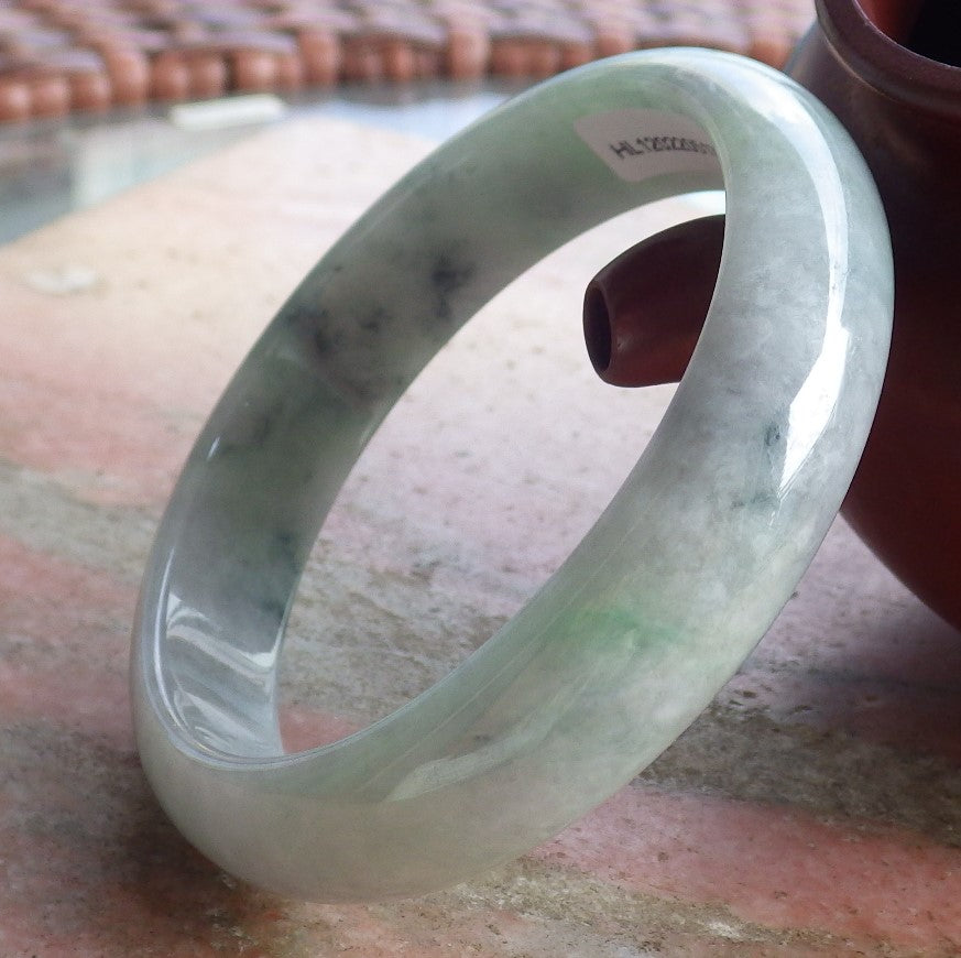 Certified Hand Carved Green Lavender Natural Myanmar Burma Grade A JADE Jadeite Circle Bangle Bracelet 58mm