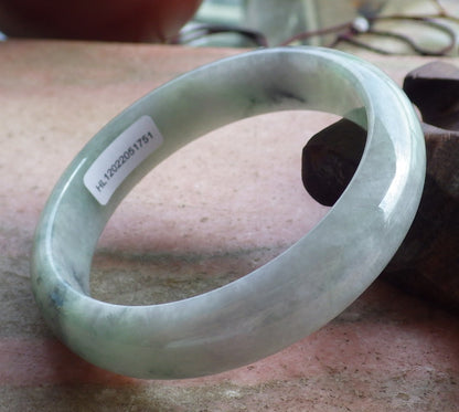 Certified Hand Carved Green Lavender Natural Myanmar Burma Grade A JADE Jadeite Circle Bangle Bracelet 58mm