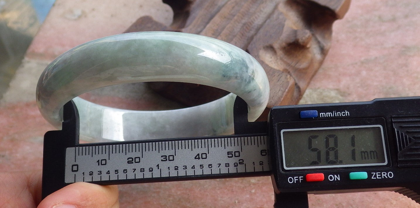 Certified Hand Carved Green Lavender Natural Myanmar Burma Grade A JADE Jadeite Circle Bangle Bracelet 58mm