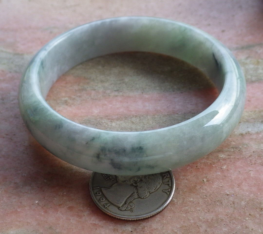 Certified Hand Carved Green Lavender Natural Myanmar Burma Grade A JADE Jadeite Circle Bangle Bracelet 58mm