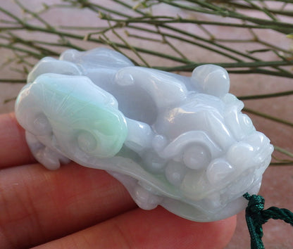 Certified Hand Carved Natural Green Myanmar Burma A Jade jadeite Dragon Pi Xiu Pendant Necklace