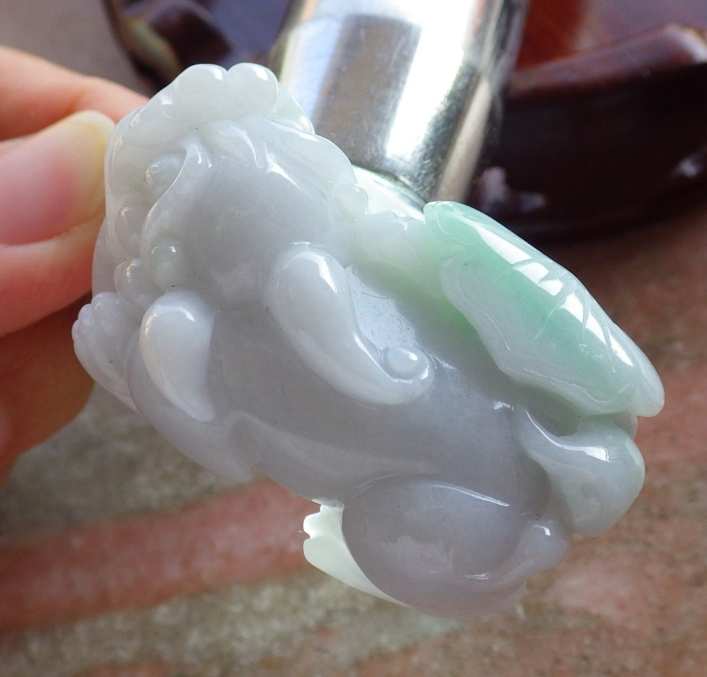 Certified Hand Carved Natural Green Myanmar Burma A Jade jadeite Dragon Pi Xiu Pendant Necklace