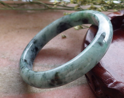 Certified Hand Carved Green Natural Myanmar Burma Grade A JADE Jadeite Circle Bangle Bracelet 56mm ( Has some little Stone Wen )