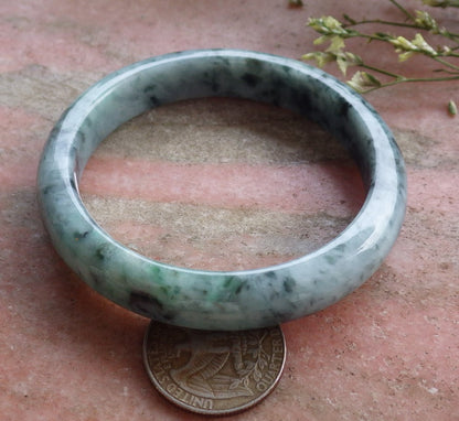 Certified Hand Carved Green Natural Myanmar Burma Grade A JADE Jadeite Circle Bangle Bracelet 56mm ( Has some little Stone Wen )