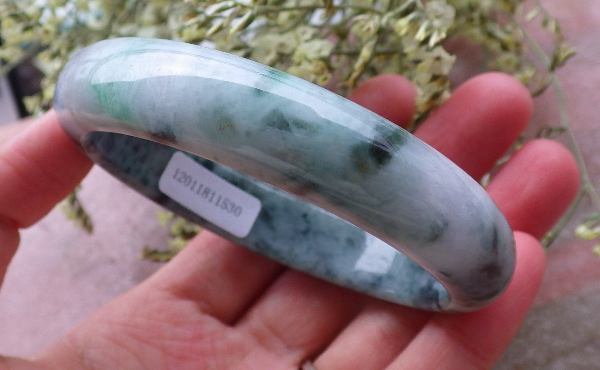 Certified Hand Carved Green Myanmar Burma 100% Natural Grade A JADE Jadeite Bangle Bracelet 58mm