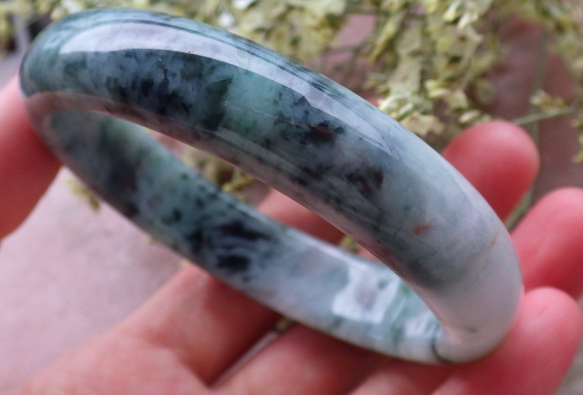 Certified Hand Carved Green Myanmar Burma 100% Natural Grade A JADE Jadeite Bangle Bracelet 58mm