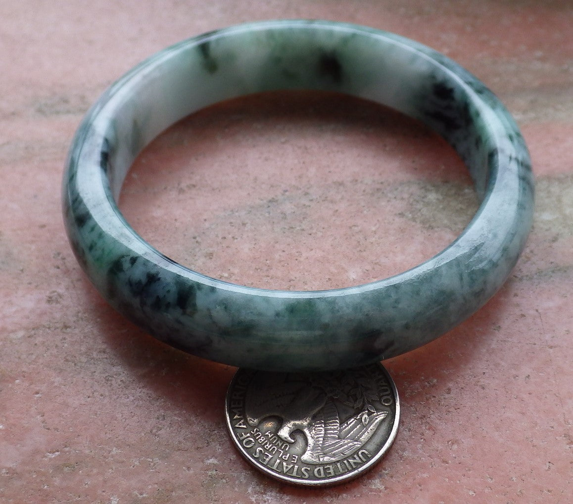 Certified Hand Carved Green Myanmar Burma 100% Natural Grade A JADE Jadeite Bangle Bracelet 58mm