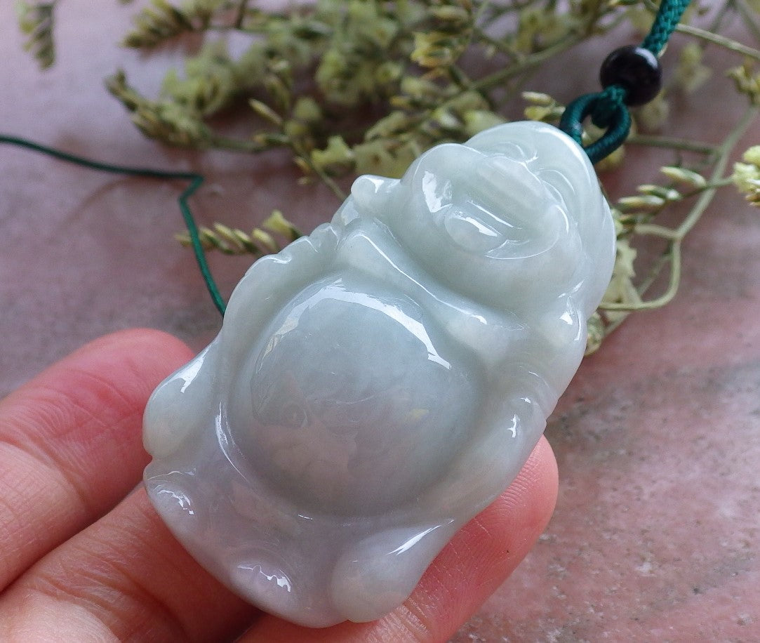 Certified Hand Carved Green Natural Myanmar Burma A Jade Jadeite Buddha God Lucky Amulet Pendant Necklace