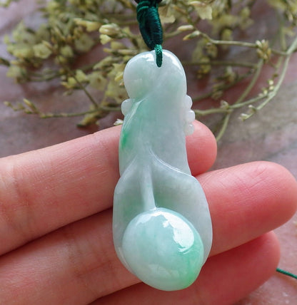 Certified Hand Carved Green 100% Natural Myanmar Burma Grade A Jade Jadeite Rose Orchid Flower Pendant Necklace