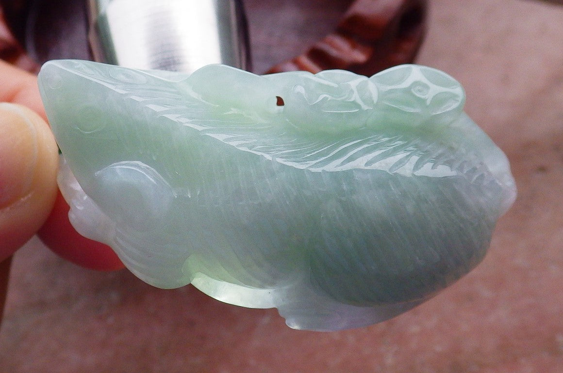 Certified Hand Carved Green 100% Natural Myanmar Burma A Jade Jadeite Mouse Bat Pendant Necklace