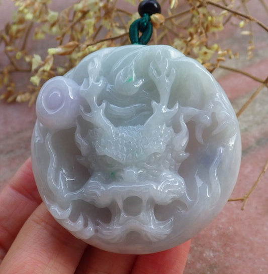 Certified 3 Color 100% Natural Myanmar Burma A Jade Jadeite Zodiac Dragon Pendant Necklace