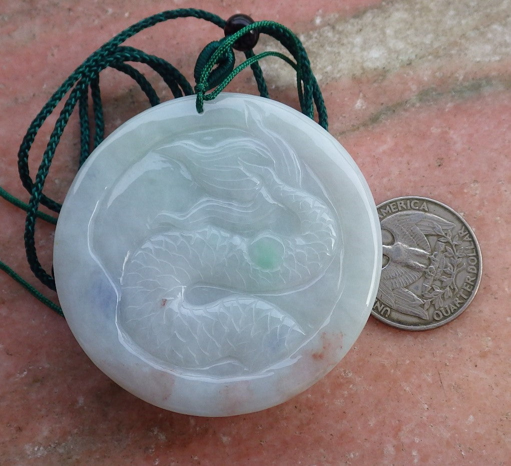 Certified 3 Color 100% Natural Myanmar Burma A Jade Jadeite Zodiac Dragon Pendant Necklace