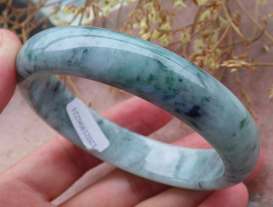 Certified Hand Carved Green 100% Natural Myanmar Burma Grade A JADE Jadeite Circle Round Bangle Bracelet 58mm