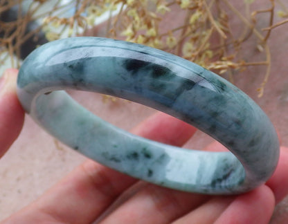 Certified Hand Carved Green 100% Natural Myanmar Burma Grade A JADE Jadeite Circle Round Bangle Bracelet 58mm