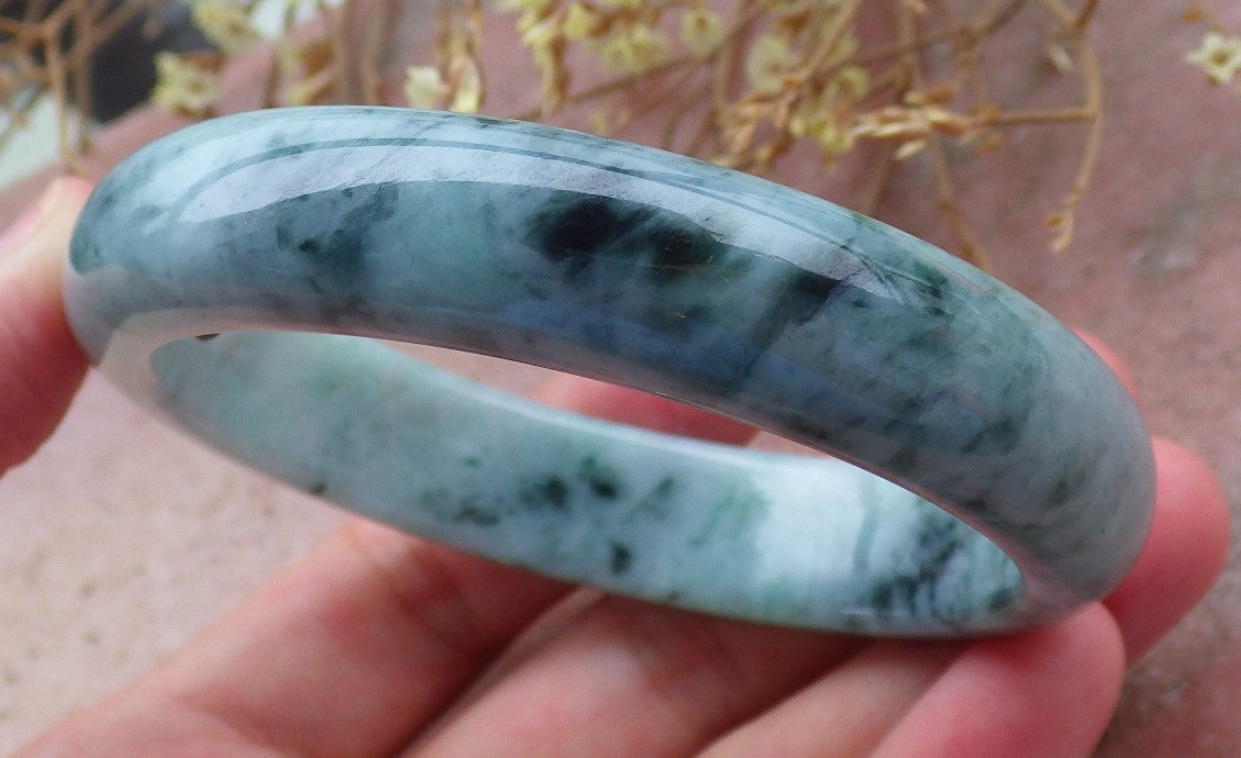 Certified Hand Carved Green 100% Natural Myanmar Burma Grade A JADE Jadeite Circle Round Bangle Bracelet 58mm