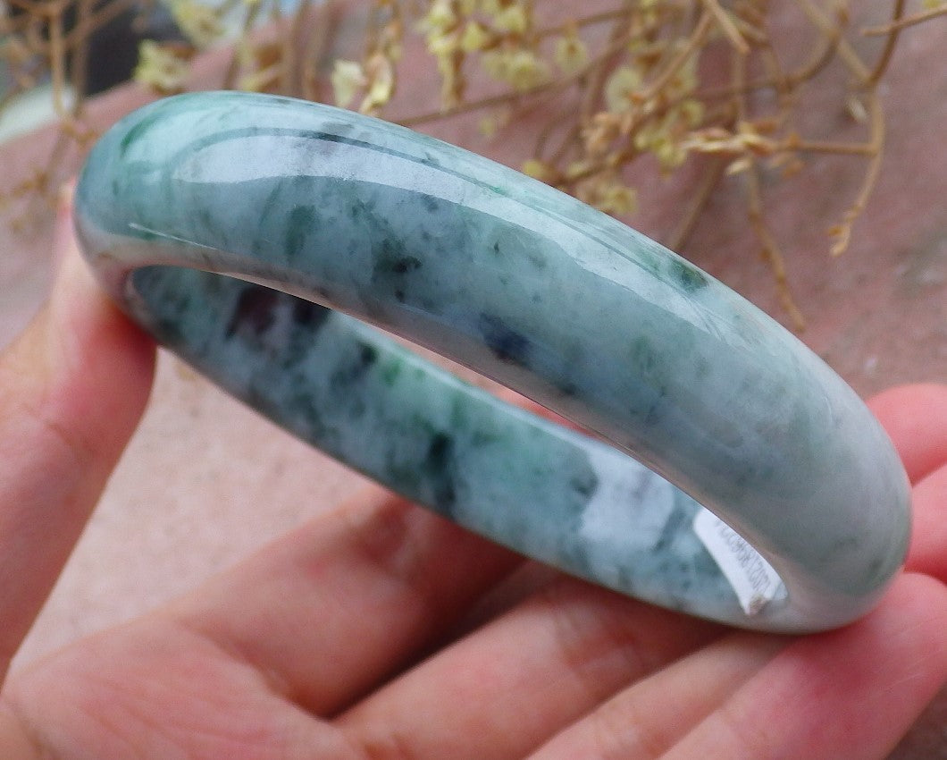 Certified Hand Carved Green 100% Natural Myanmar Burma Grade A JADE Jadeite Circle Round Bangle Bracelet 58mm