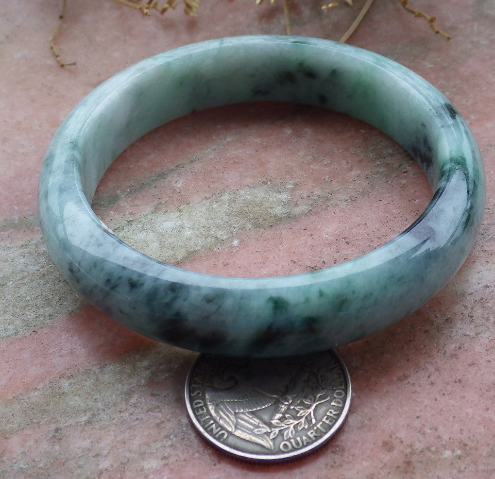 Certified Hand Carved Green 100% Natural Myanmar Burma Grade A JADE Jadeite Circle Round Bangle Bracelet 58mm