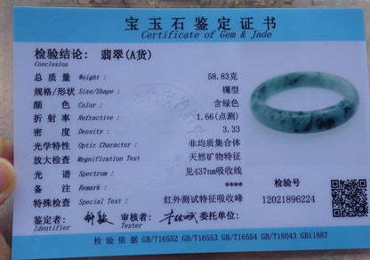 Certified Hand Carved Green 100% Natural Myanmar Burma Grade A JADE Jadeite Circle Round Bangle Bracelet 58mm