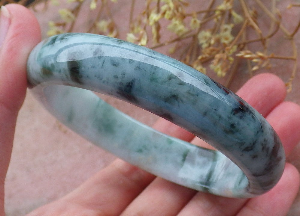 Certified Hand Carved Green 100% Natural Myanmar Burma Grade A JADE Jadeite Circle Round Bangle Bracelet 58mm