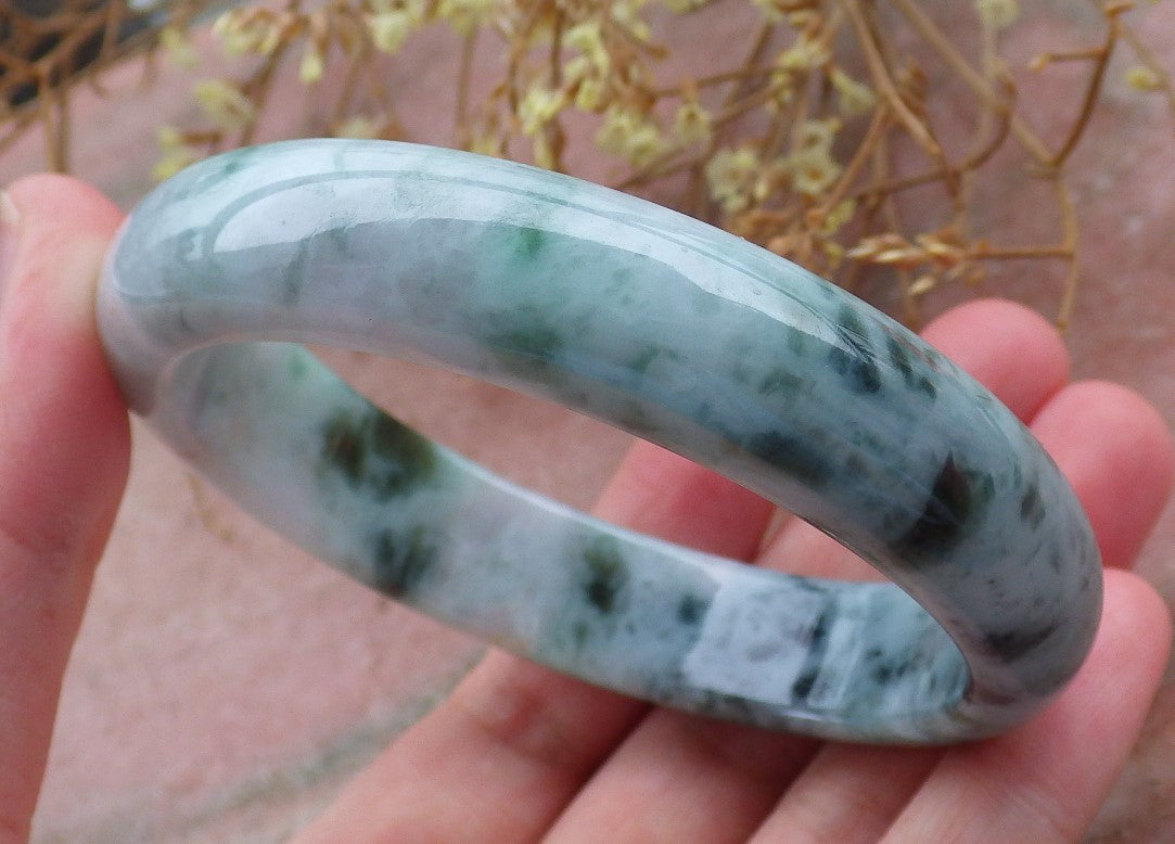 Certified Hand Carved Green 100% Natural Myanmar Burma Grade A JADE Jadeite Circle Round Bangle Bracelet 58mm