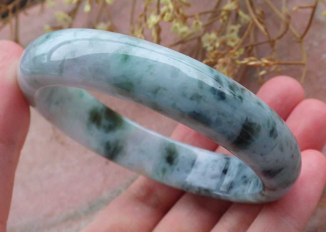 Certified Hand Carved Green 100% Natural Myanmar Burma Grade A JADE Jadeite Circle Round Bangle Bracelet 58mm