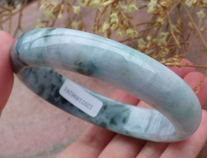 Certified Hand Carved Green 100% Natural Myanmar Burma Grade A JADE Jadeite Circle Round Bangle Bracelet 58mm