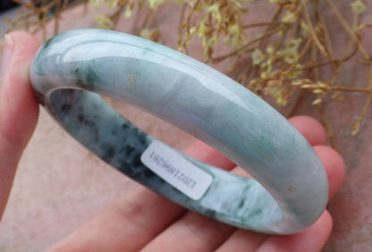 Certified Hand Carved Green 100% Natural Myanmar Burma Grade A JADE Jadeite Circle Round Bangle Bracelet 58mm